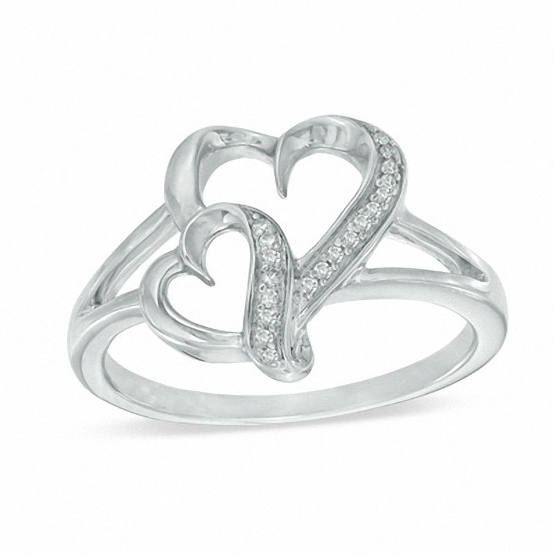 1/20 CT. T.W. Diamond Love Intertwined Ring in Sterling Silver