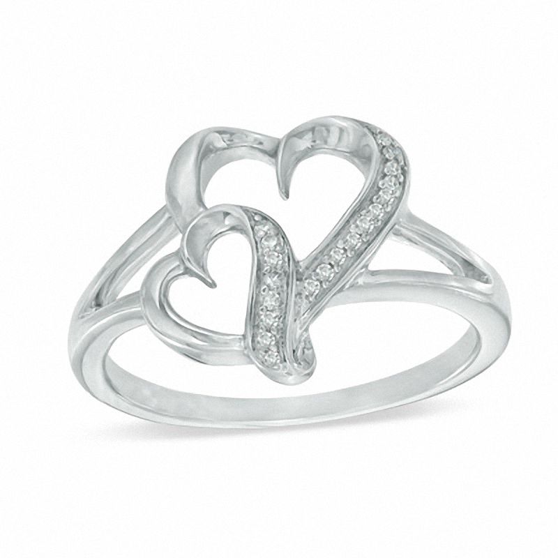 Main Image 1 of 1/20 CT. T.W. Diamond Love Intertwined Ring in Sterling Silver