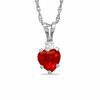 Thumbnail Image 1 of 5mm Heart-Shaped Lab-Created Ruby Pendant in Sterling Silver with CZ