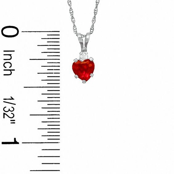 5mm Heart-Shaped Lab-Created Ruby Pendant in Sterling Silver with CZ