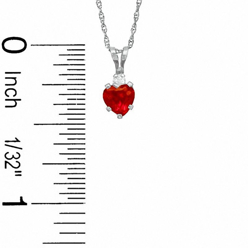 Main Image 2 of 5mm Heart-Shaped Lab-Created Ruby Pendant in Sterling Silver with CZ
