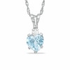 Thumbnail Image 1 of 5mm Heart-Shaped Simulated Aquamarine Pendant in Sterling Silver with CZ