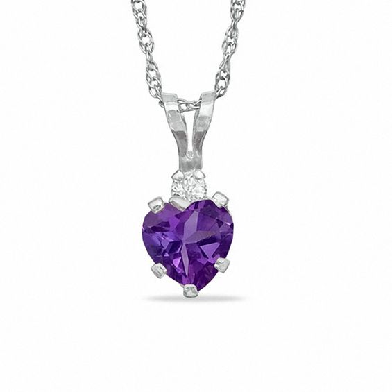 5mm Heart-Shaped Amethyst Pendant in Sterling Silver with CZ