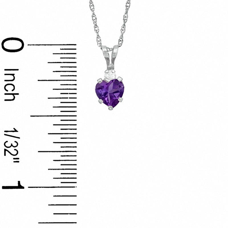Main Image 2 of 5mm Heart-Shaped Amethyst Pendant in Sterling Silver with CZ