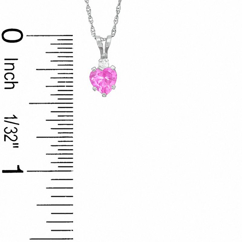 Main Image 2 of 5mm Heart-Shaped Lab-Created Pink Sapphire Pendant in Sterling Silver with CZ