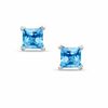 Thumbnail Image 1 of 4mm Princess-Cut Blue Topaz Stud Earrings in Sterling Silver