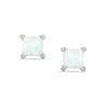 Thumbnail Image 1 of 4mm Princess-Cut Simulated Opal Stud Earrings in Sterling Silver