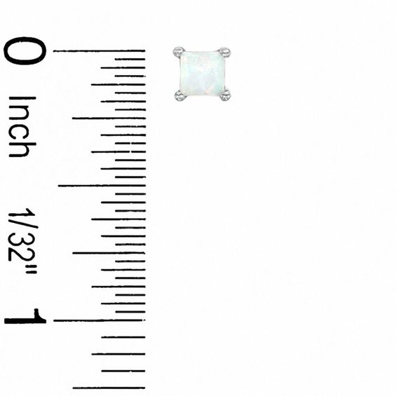 4mm Princess-Cut Simulated Opal Stud Earrings in Sterling Silver