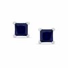 Thumbnail Image 1 of 4mm Princess-Cut Lab-Created Sapphire Stud Earrings in Sterling Silver