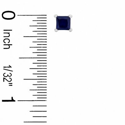 4mm Princess-Cut Lab-Created Sapphire Stud Earrings in Sterling Silver