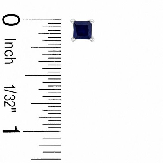 4mm Princess-Cut Lab-Created Sapphire Stud Earrings in Sterling Silver