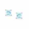 Thumbnail Image 0 of 4mm Princess-Cut Simulated Aquamarine Stud Earrings in Sterling Silver