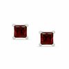 Thumbnail Image 0 of 4mm Princess-Cut Garnet Stud Earrings in Sterling Silver