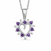 Thumbnail Image 0 of Amethyst and CZ Heart Outline Pendant in Sterling Silver