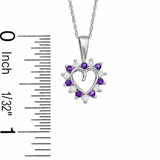 Amethyst and CZ Heart Outline Pendant in Sterling Silver