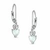 5mm Heart-Shaped Simulated Opal Leverback Earrings in Sterling Silver with CZ