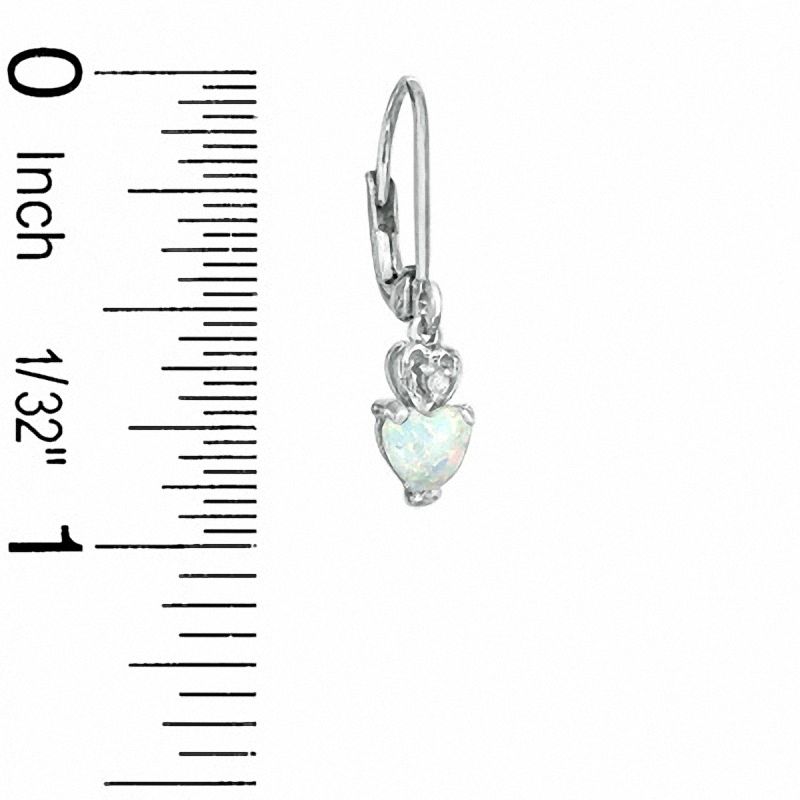 Main Image 2 of 5mm Heart-Shaped Simulated Opal Leverback Earrings in Sterling Silver with CZ
