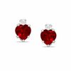 5mm Heart-Shaped Lab-Created Ruby Stud Earrings in Sterling Silver with CZ