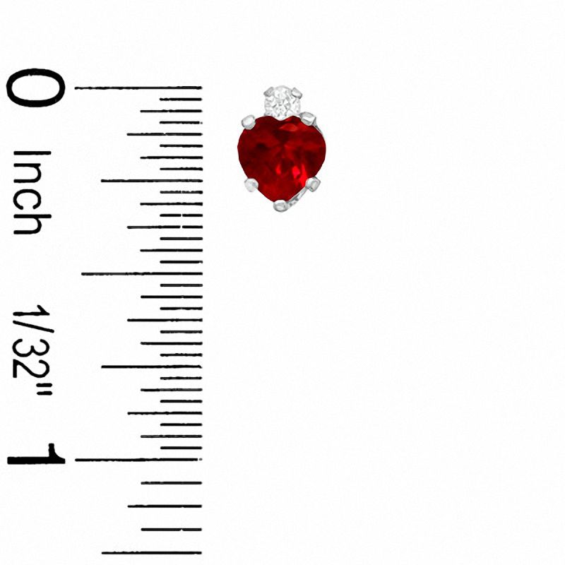 Main Image 2 of 5mm Heart-Shaped Lab-Created Ruby Stud Earrings in Sterling Silver with CZ