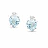 Thumbnail Image 0 of 5mm Heart-Shaped Simulated Aquamarine Stud Earrings in Sterling Silver with CZ
