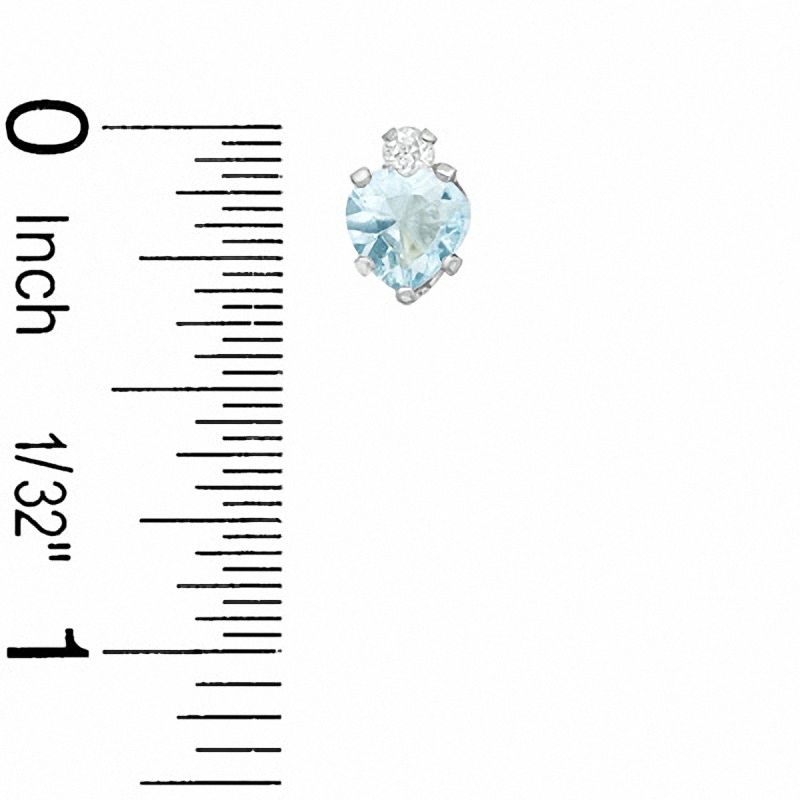 Main Image 2 of 5mm Heart-Shaped Simulated Aquamarine Stud Earrings in Sterling Silver with CZ