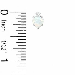 5mm Heart-Shaped Simulated Opal Stud Earrings in Sterling Silver with CZ