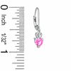 5mm Heart-Shaped Lab-Created Pink Sapphire Leverback Earrings in Sterling Silver with CZ