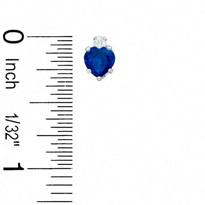 5mm Heart-Shaped Lab-Created Sapphire Stud Earrings in Sterling Silver with CZ