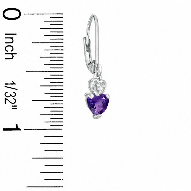 Main Image 2 of 5mm Heart-Shaped Amethyst Leverback Earrings in Sterling Silver with CZ