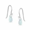 Pear-Shaped Simulated Opal Drop Earrings in Sterling Silver with CZ