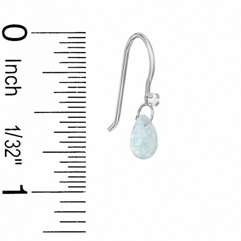Pear-Shaped Simulated Opal Drop Earrings in Sterling Silver with CZ