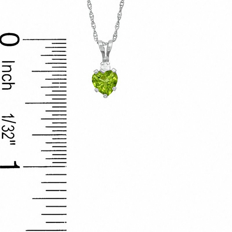 5mm Heart Peridot Pendant in Sterling Silver with CZ