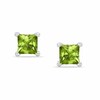 Thumbnail Image 1 of 4mm Princess-Cut Peridot Stud Earrings in Sterling Silver
