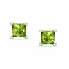 Thumbnail Image 0 of 4mm Princess-Cut Peridot Stud Earrings in Sterling Silver