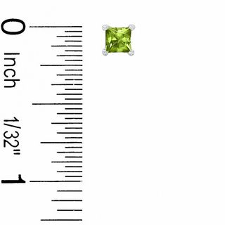 4mm Princess-Cut Peridot Stud Earrings in Sterling Silver