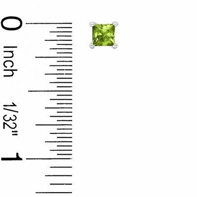 4mm Princess-Cut Peridot Stud Earrings in Sterling Silver