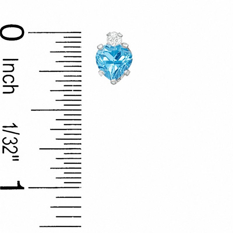 Main Image 2 of 5mm Heart-Shaped Blue Topaz Stud Earrings in Sterling Silver with CZ