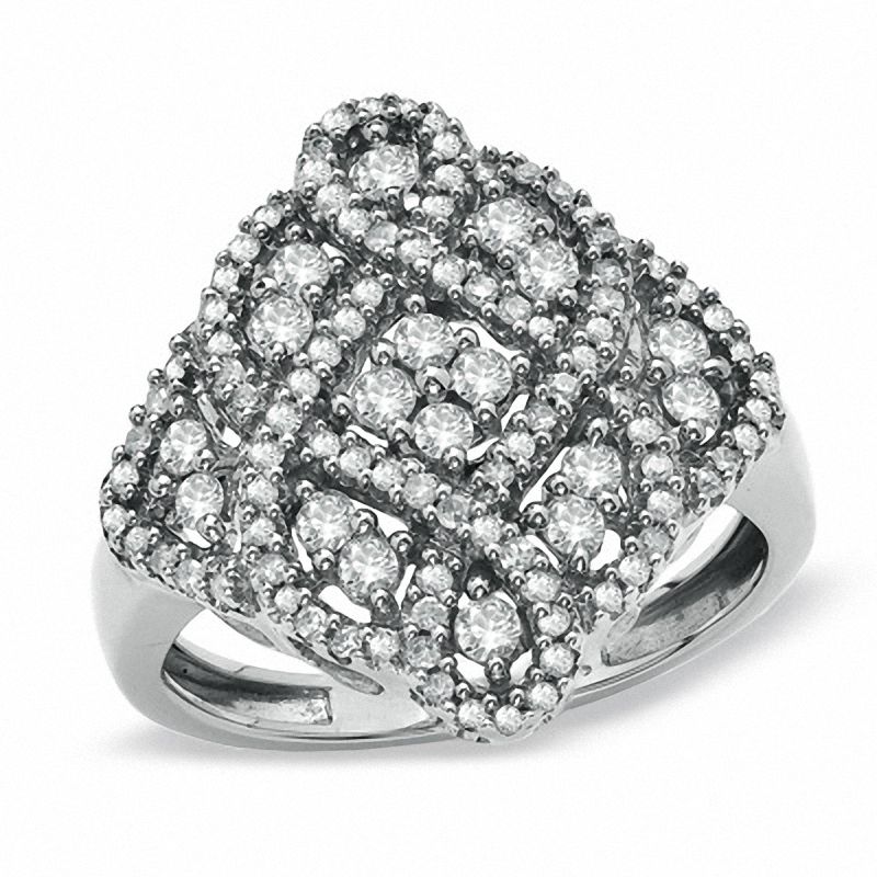 Main Image 1 of 5/8 CT. T.W. Diamond Woven Ring in 10K White Gold - Size 7
