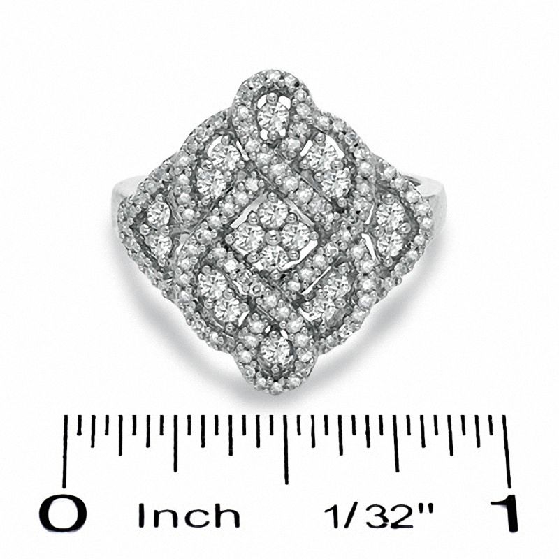 Main Image 3 of 5/8 CT. T.W. Diamond Woven Ring in 10K White Gold - Size 7