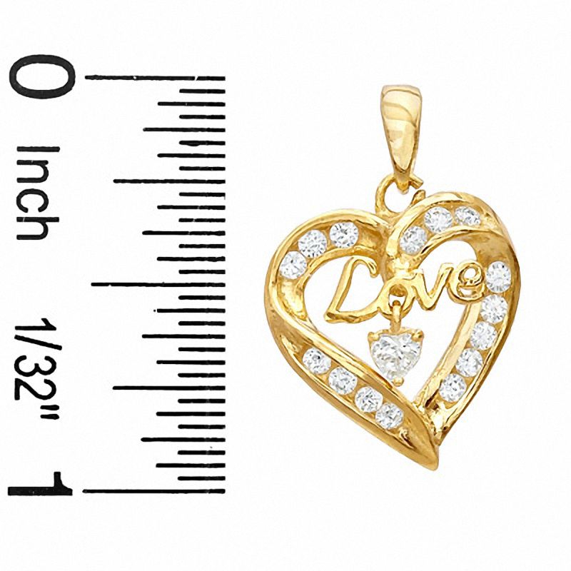 Main Image 2 of Cubic Zirconia Open Heart Love Charm in 10K Gold