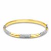 Thumbnail Image 1 of 10K Gold over Sterling Silver 6mm Diamond-Cut Checkered Bangle - 7.5&quot;