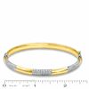 Thumbnail Image 2 of 10K Gold over Sterling Silver 6mm Diamond-Cut Checkered Bangle - 7.5&quot;