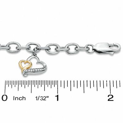 Love Intertwined 1/10 CT. T.W. Diamond Multi-Charm Bracelet in Sterling Silver - 7.5"