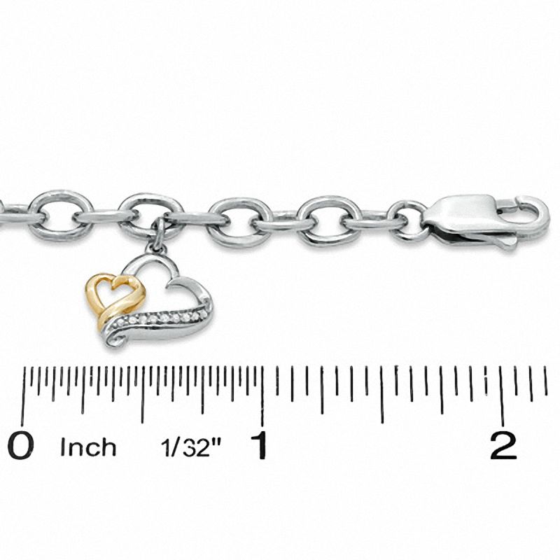 Main Image 2 of Love Intertwined 1/10 CT. T.W. Diamond Multi-Charm Bracelet in Sterling Silver - 7.5"