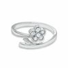 Thumbnail Image 1 of Sterling Silver CZ Flower Bypass Midi/Toe Ring