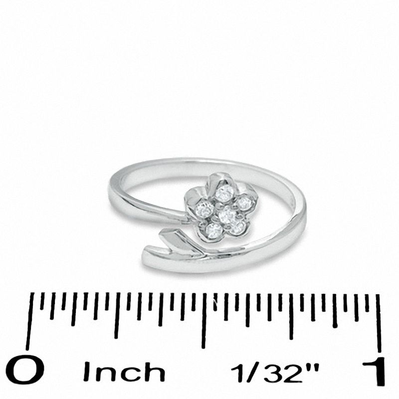 Main Image 2 of Sterling Silver CZ Flower Bypass Midi/Toe Ring