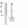 Thumbnail Image 1 of 014 Gauge Star Dangle Belly Button Ring with Cubic Zirconia in Stainless Steel