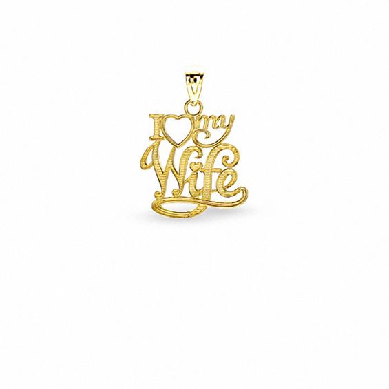 I Love My Wife Script Charm in 10K Gold