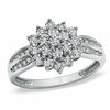 Thumbnail Image 1 of 1/10 CT. T.W. Diamond Sunburst Ring in 10K White Gold - Size 7