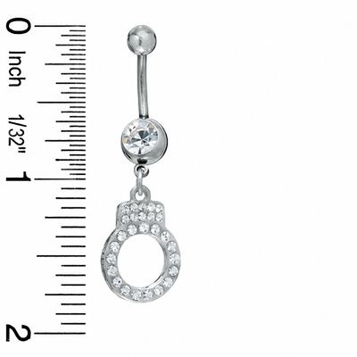 014 Gauge Handcuff Belly Button Ring with Crystals in Stainless Steel